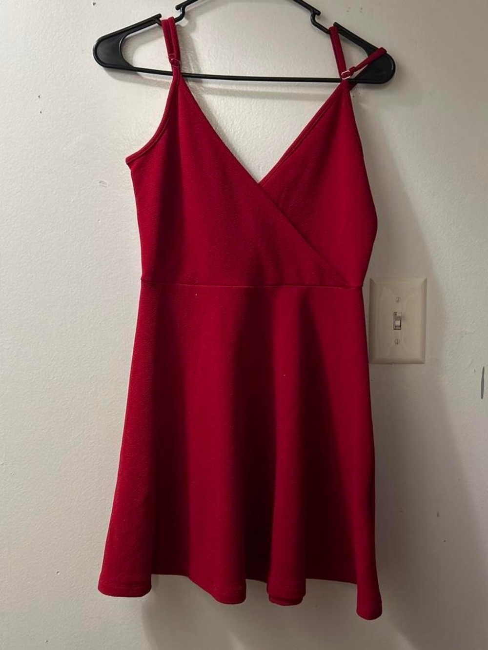 Red V-Neck Spaghetti-Strap Midi Dress